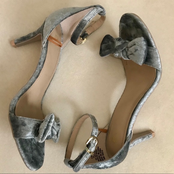 light blue velvet heels